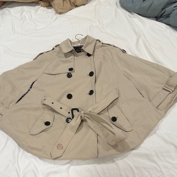 Eland Tan Double-Breasted Cape with Belt - Picture 4 of 8